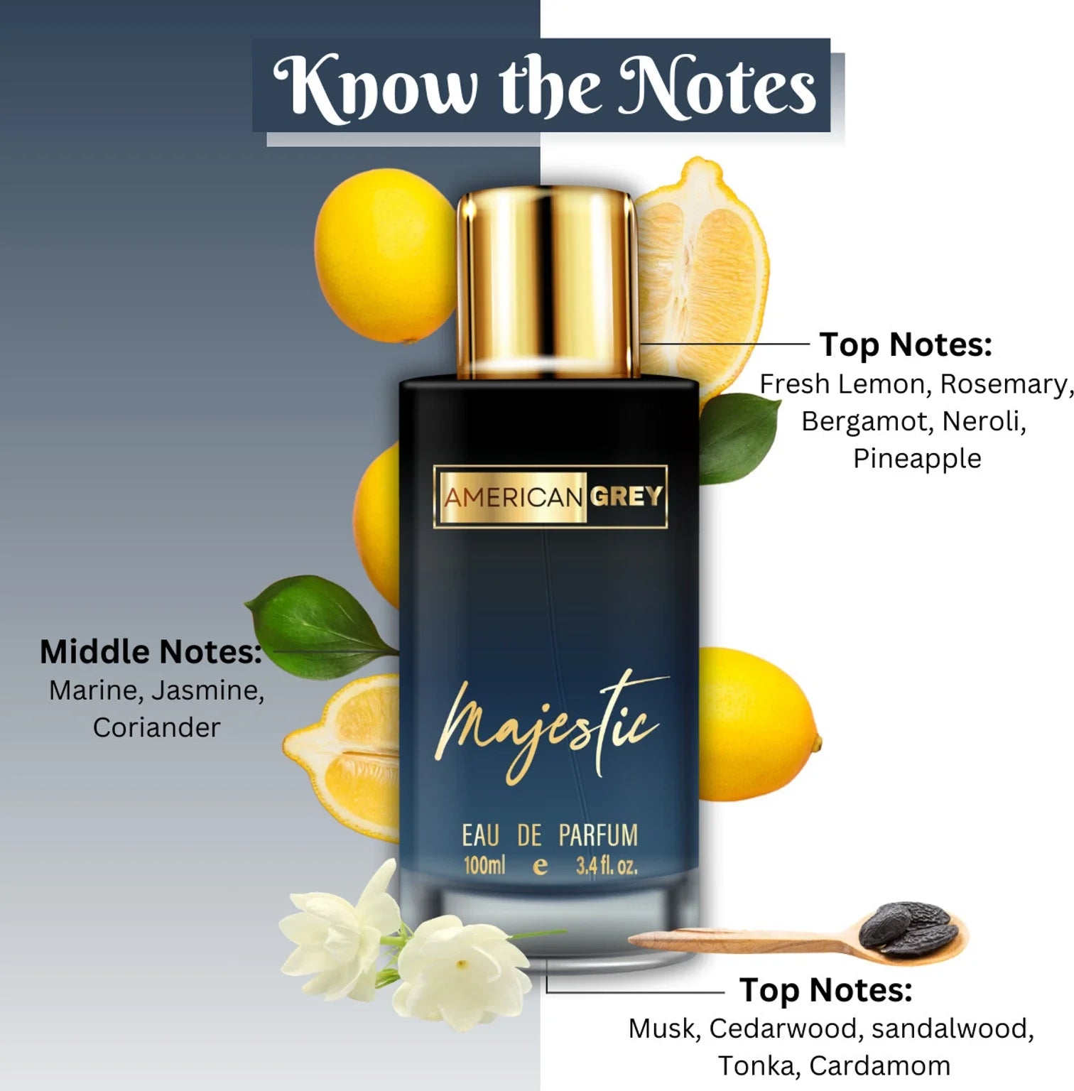 American Grey Majestic Unisex Perfume Spray Eau de Parfum - 100 ml