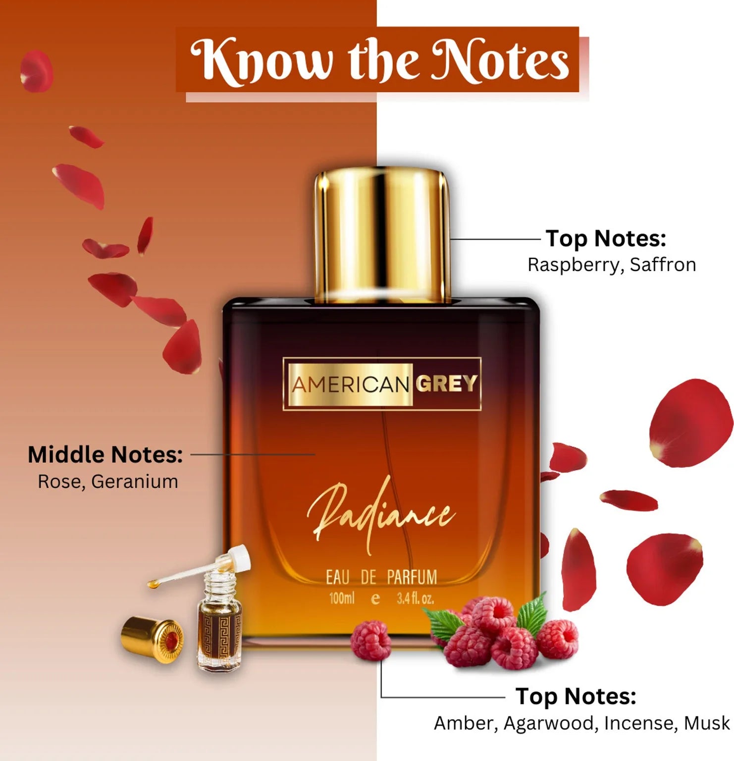 American Grey Radiance Unisex Perfume Spray Eau de Parfum - 100 ml (For Men & Women)