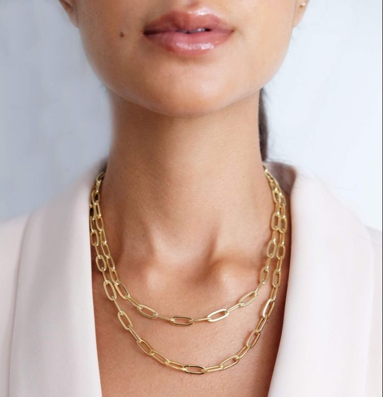 Cueen Chain Links Layered Necklace