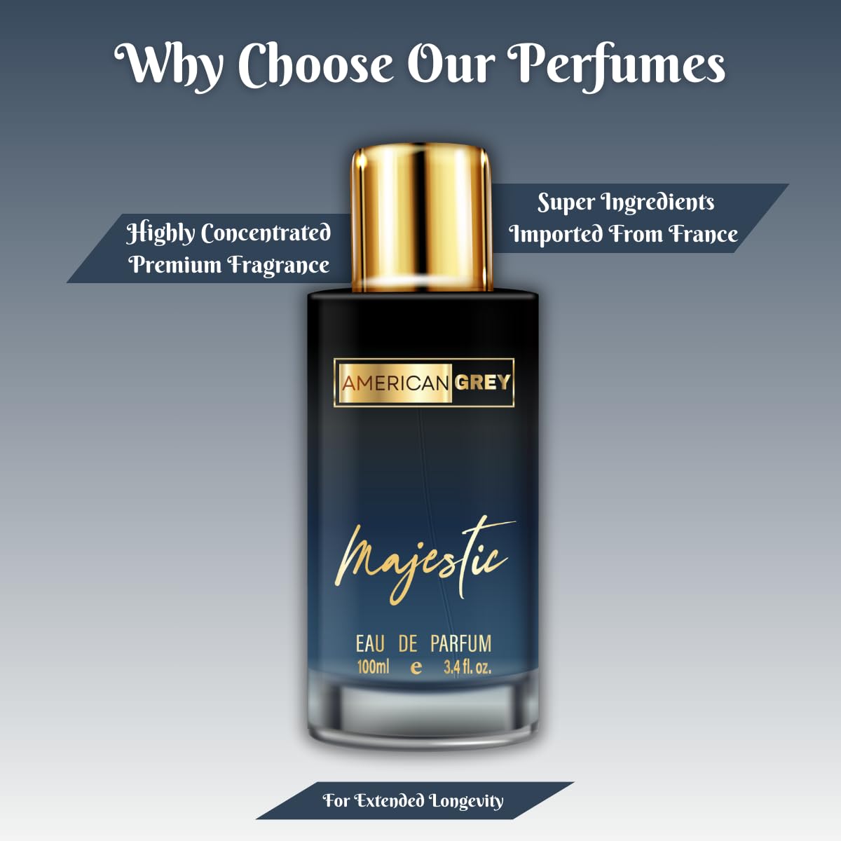 American Grey Majestic Unisex Perfume Spray Eau de Parfum - 100 ml
