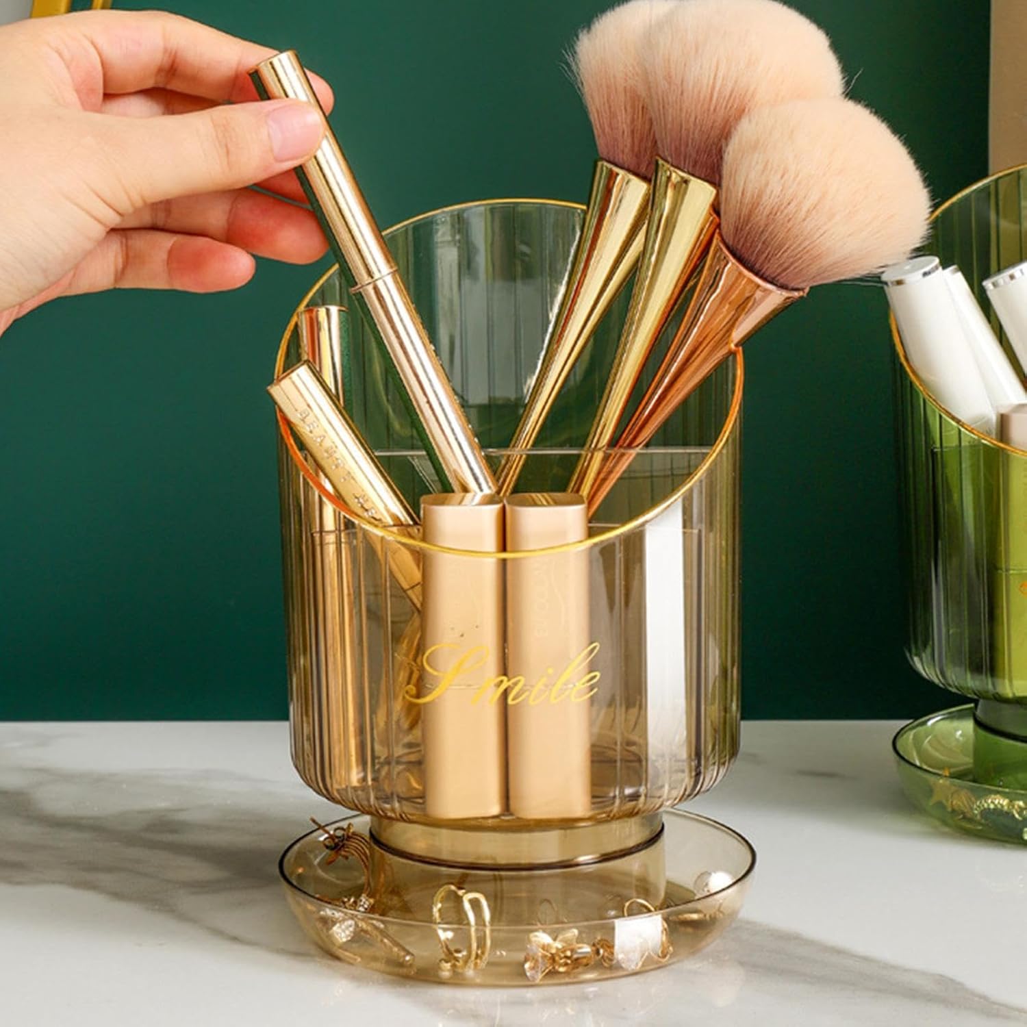 Cueen™ Makeup Brush Gold Holder