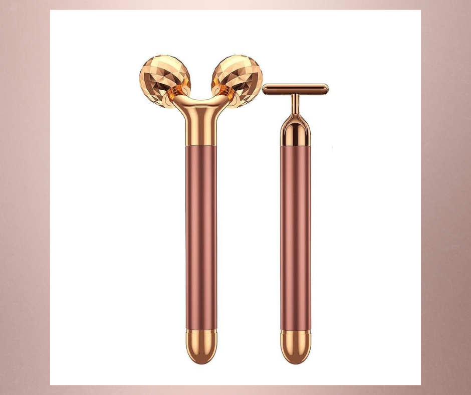 Cueen 2-in-1 Electric 3D Face Roller and T Shape Face Massager