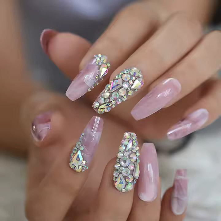 Press On Nails with Stones Long Length Luxury Multiple Design