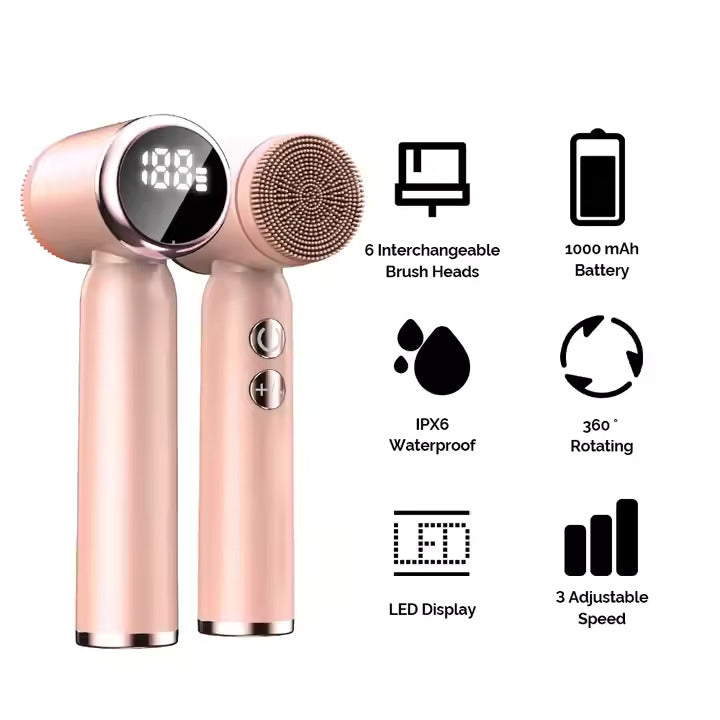 Cueen Portable Electric Facial Cleansing Spin Roller Brush