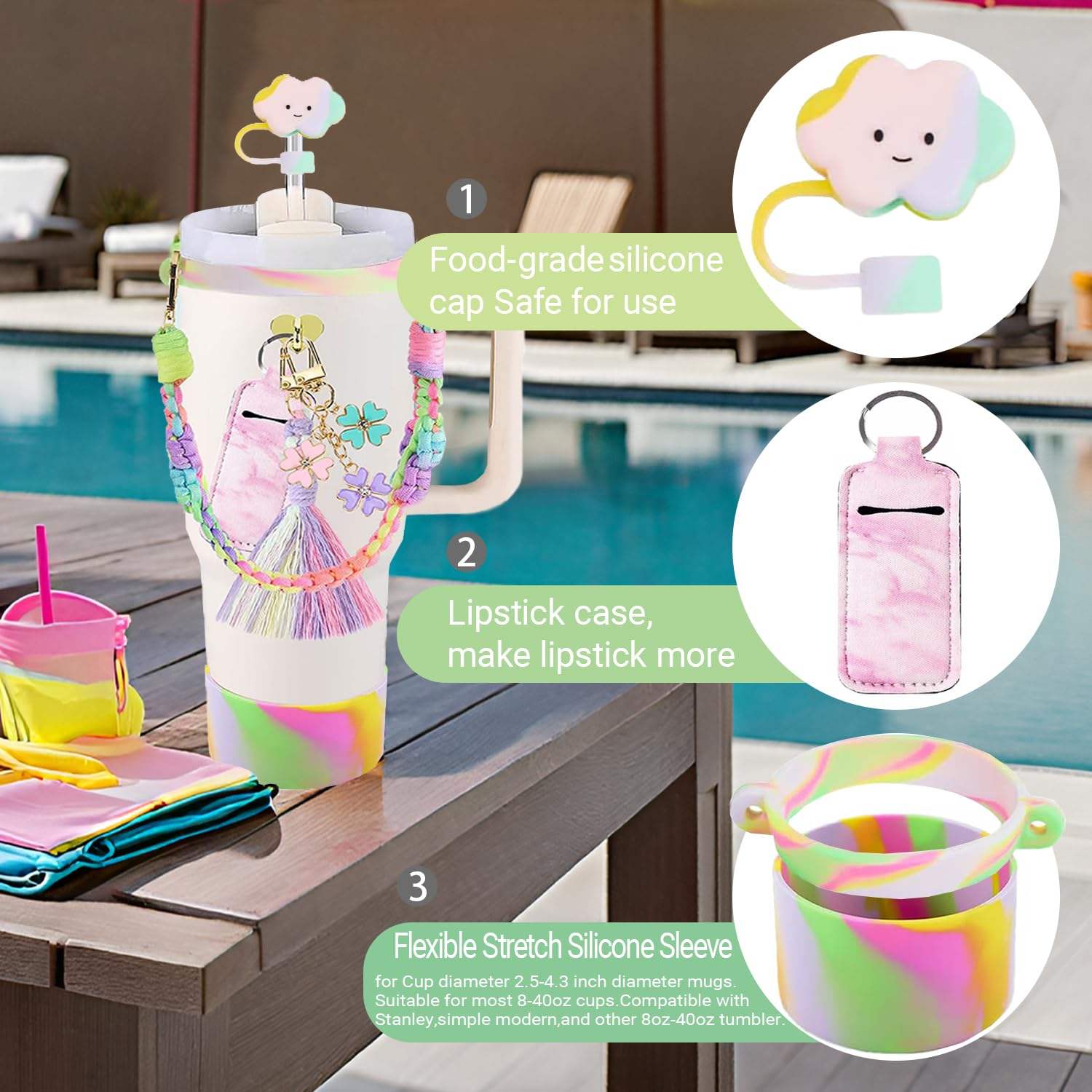 Pastel Daisy Tumbler & Accessory Set