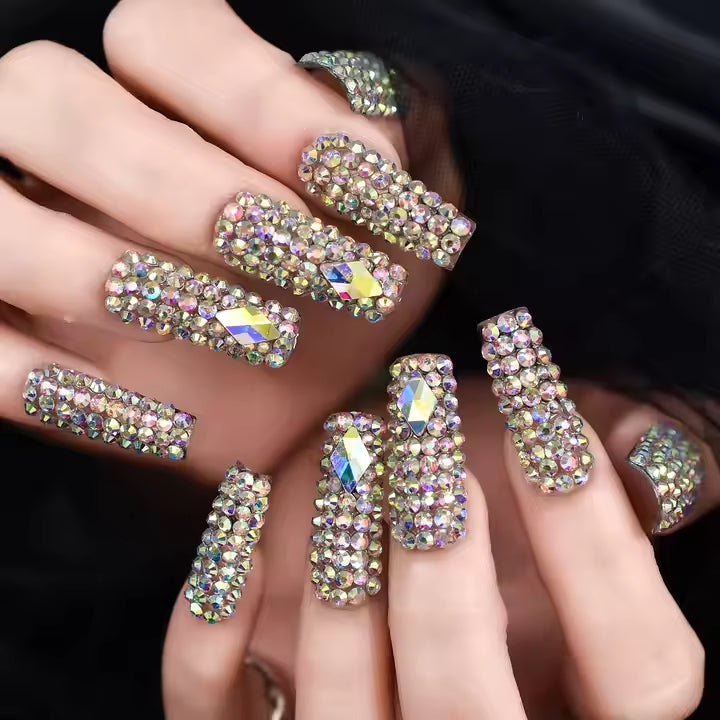 Press On Nails with Stones Long Length Luxury Multiple Design