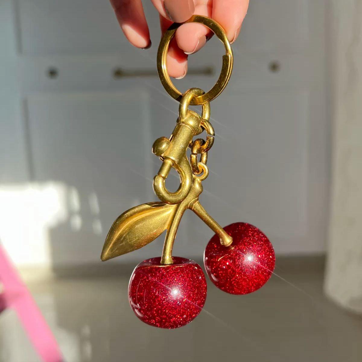 Golden Cherry Bag Charm
