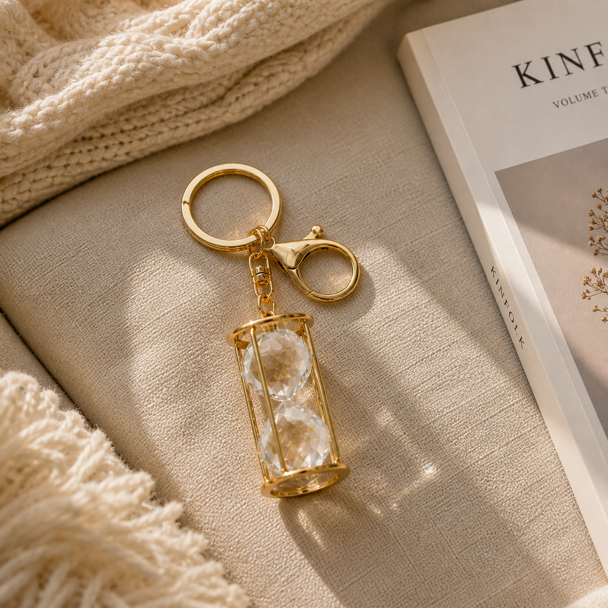 Crystal Hourglass Bag Charm