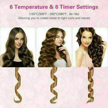 Cueen™ Auto Cordless Rotating Hair Curler Hair Waver Curling Iron Wireless LCD Ceramic