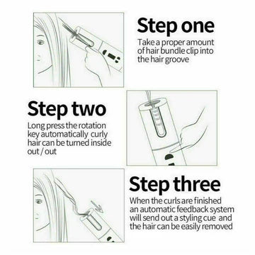 Cueen™ Auto Cordless Rotating Hair Curler Hair Waver Curling Iron Wireless LCD Ceramic