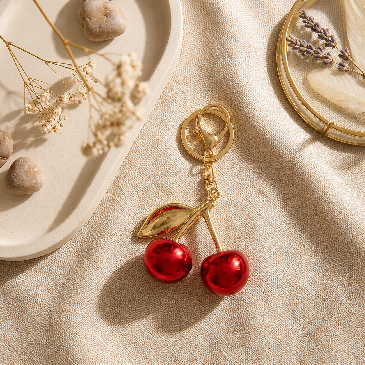 Golden Cherry Bag Charm