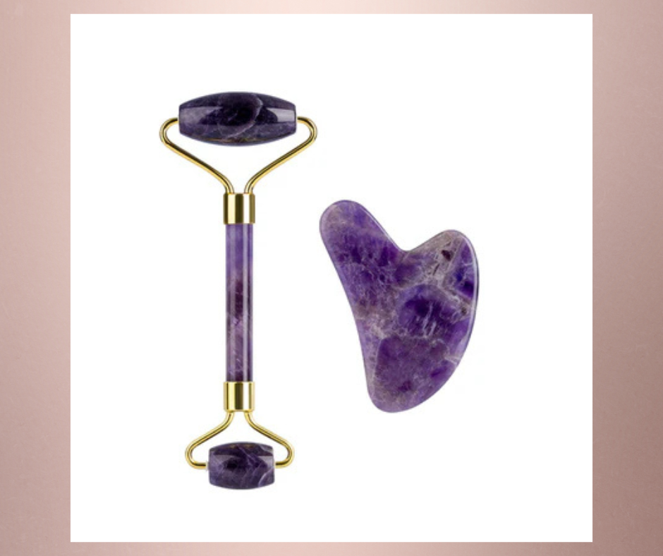 Cueen™ Amethyst Jade Stone Face Roller & Gua Sha (Set)