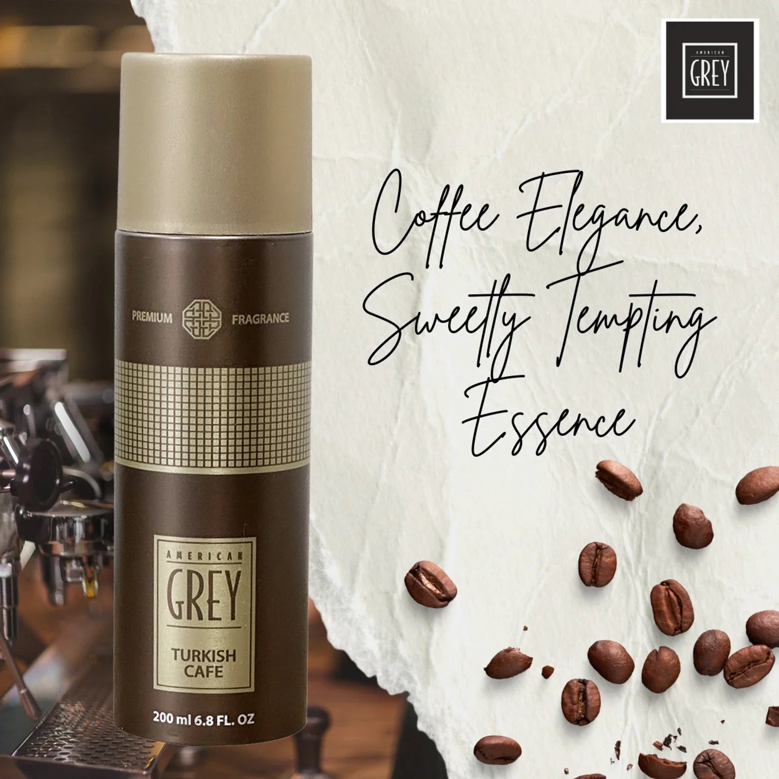 American Grey Turkish Cafe Premium Series Captivating & Seductive Coffee Aroma Deodorant Spray - For Men (200 ml)