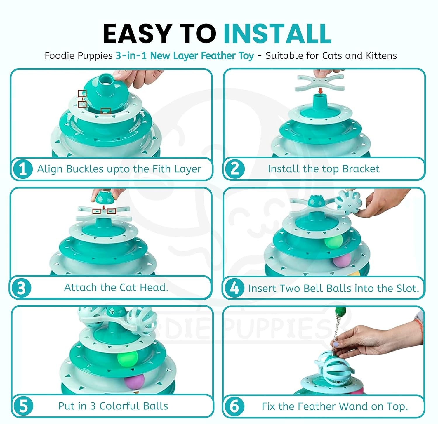 Interactive Cat Tower Toy with Rolling Balls & Feather Wand