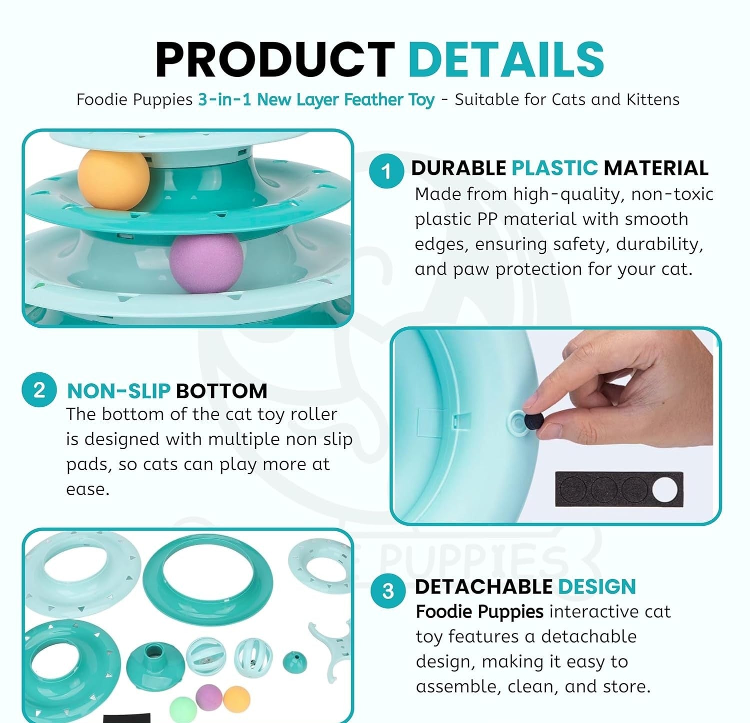 Interactive Cat Tower Toy with Rolling Balls & Feather Wand