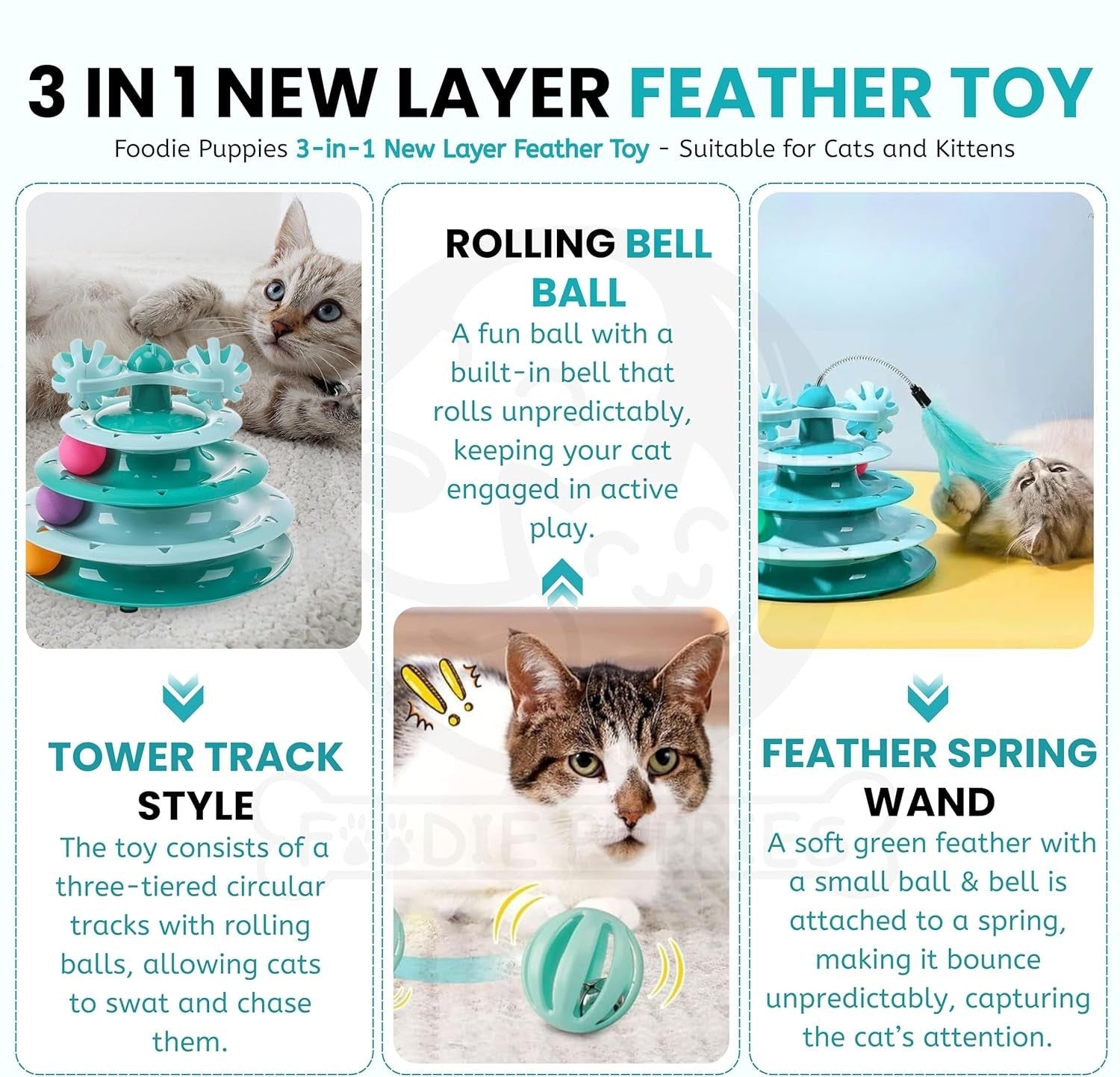 Interactive Cat Tower Toy with Rolling Balls & Feather Wand