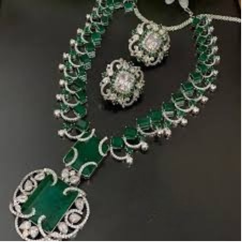 Nita Ambani Premium Quality Doublet Green Necklace Set