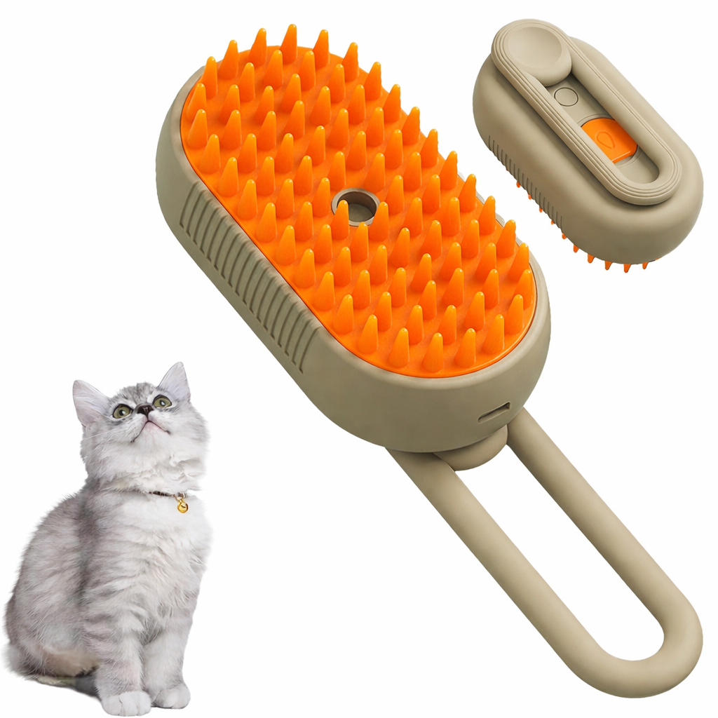 3-in-1 Cat Steam Brush – Spray Grooming, Deshedding & Massage Comb