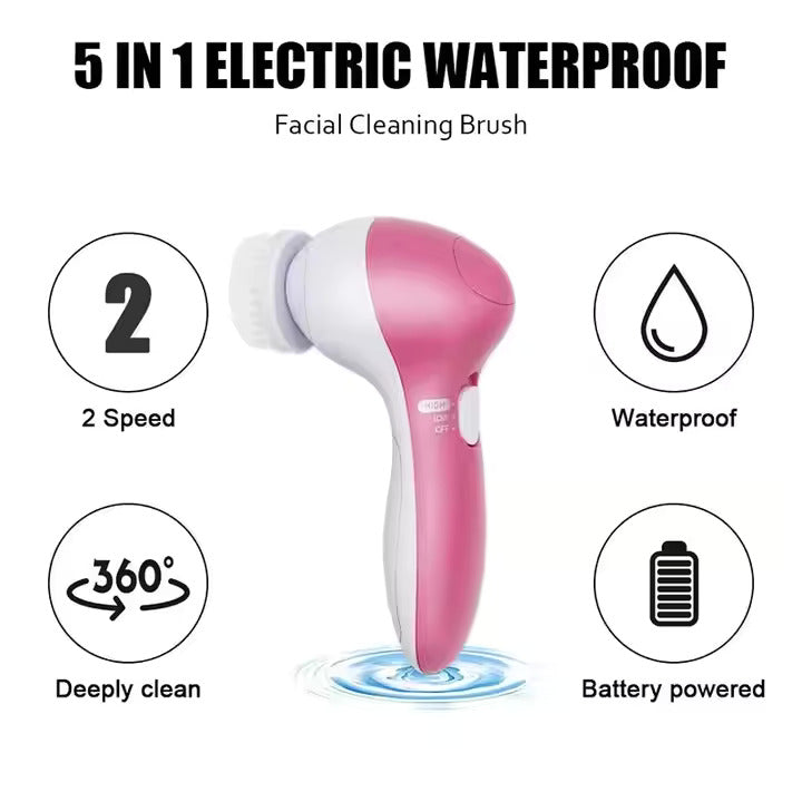 Electric Facial Cleaner 5 IN 1 Face Cleansing Brush Wash Machine Spa Skin Care Massager