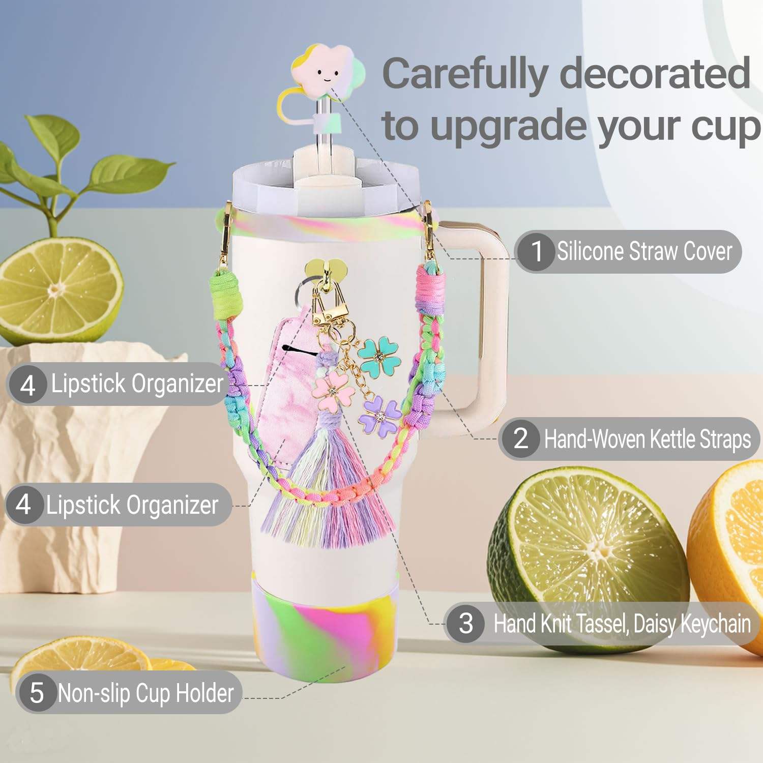 Pastel Daisy Tumbler & Accessory Set