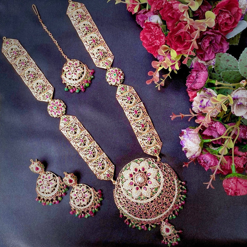 Cueen Bridal Wear Jadau Rani Haar | 22-K Gold Plated