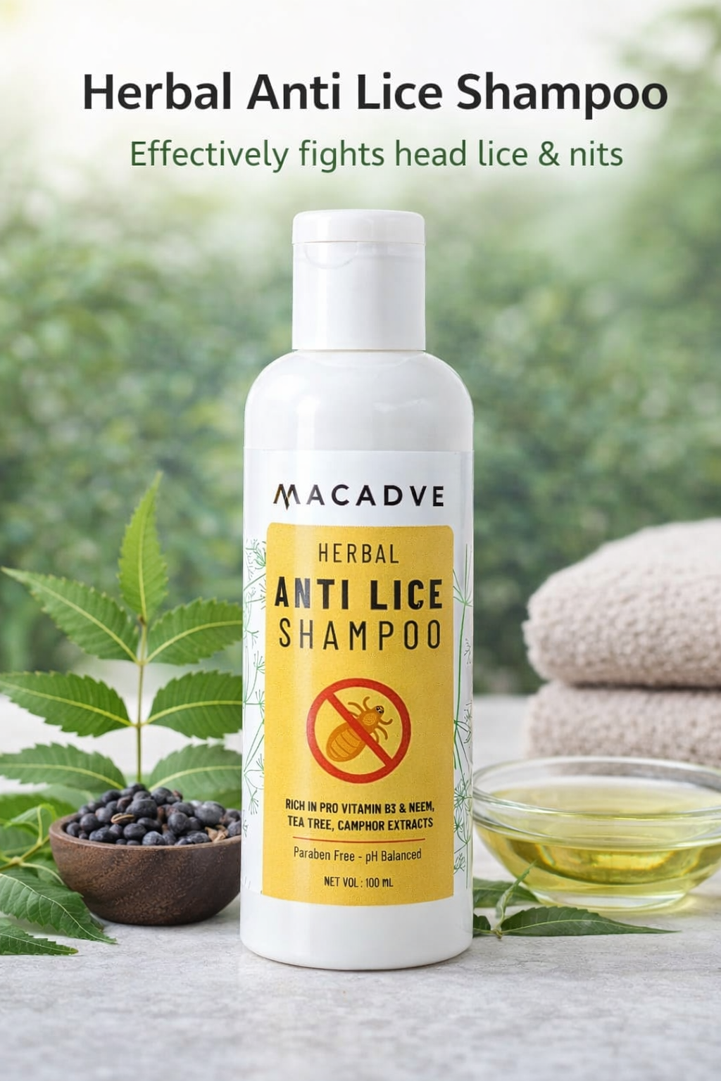 Herbal Anti Lice Shampoo - Natural Neem & Tea Tree Lice Treatment