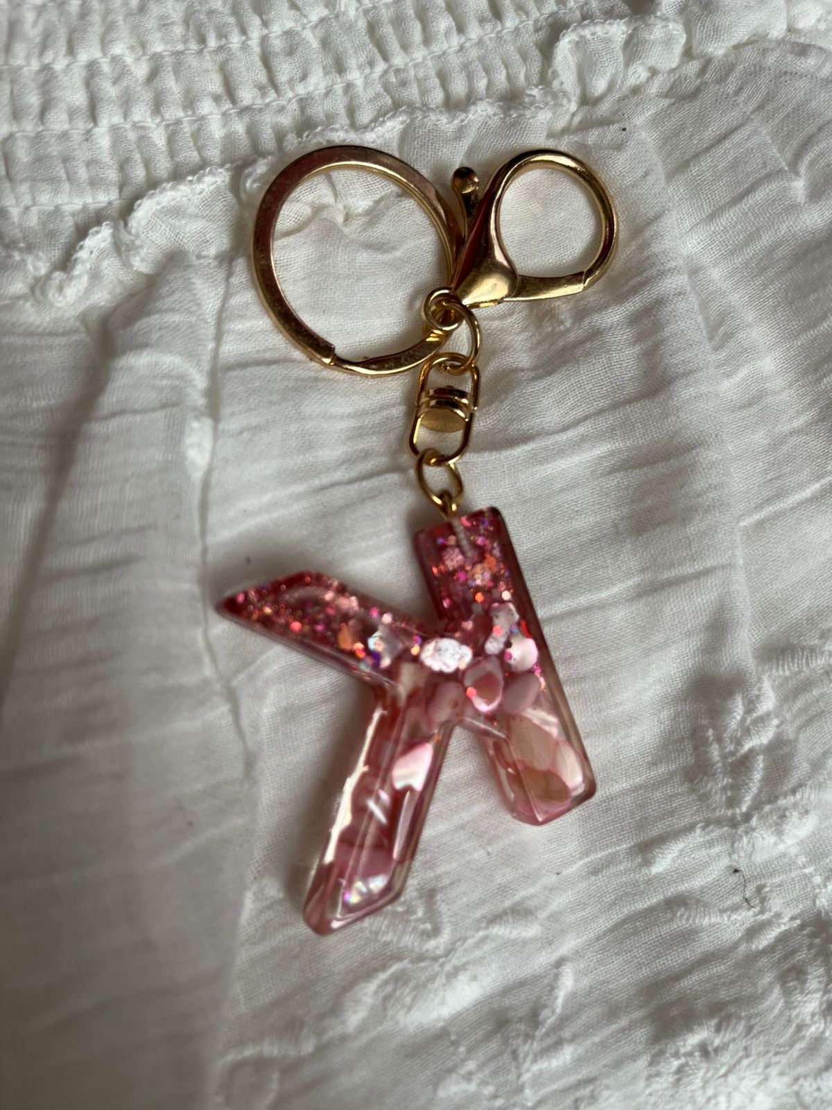Custom Alphabet Pink Bag Charm