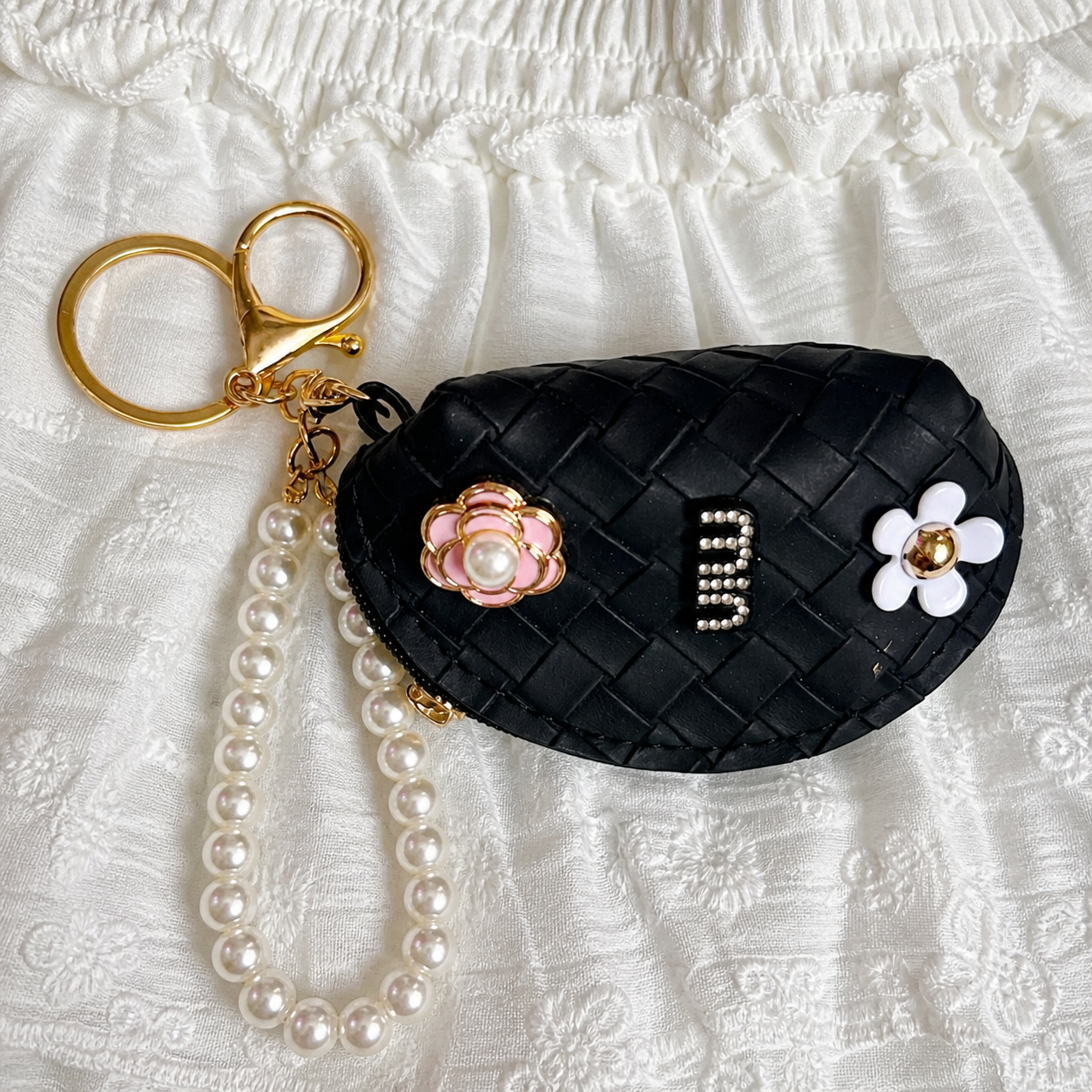 Pearl Wristlet Coin Pouch Bag Charm
