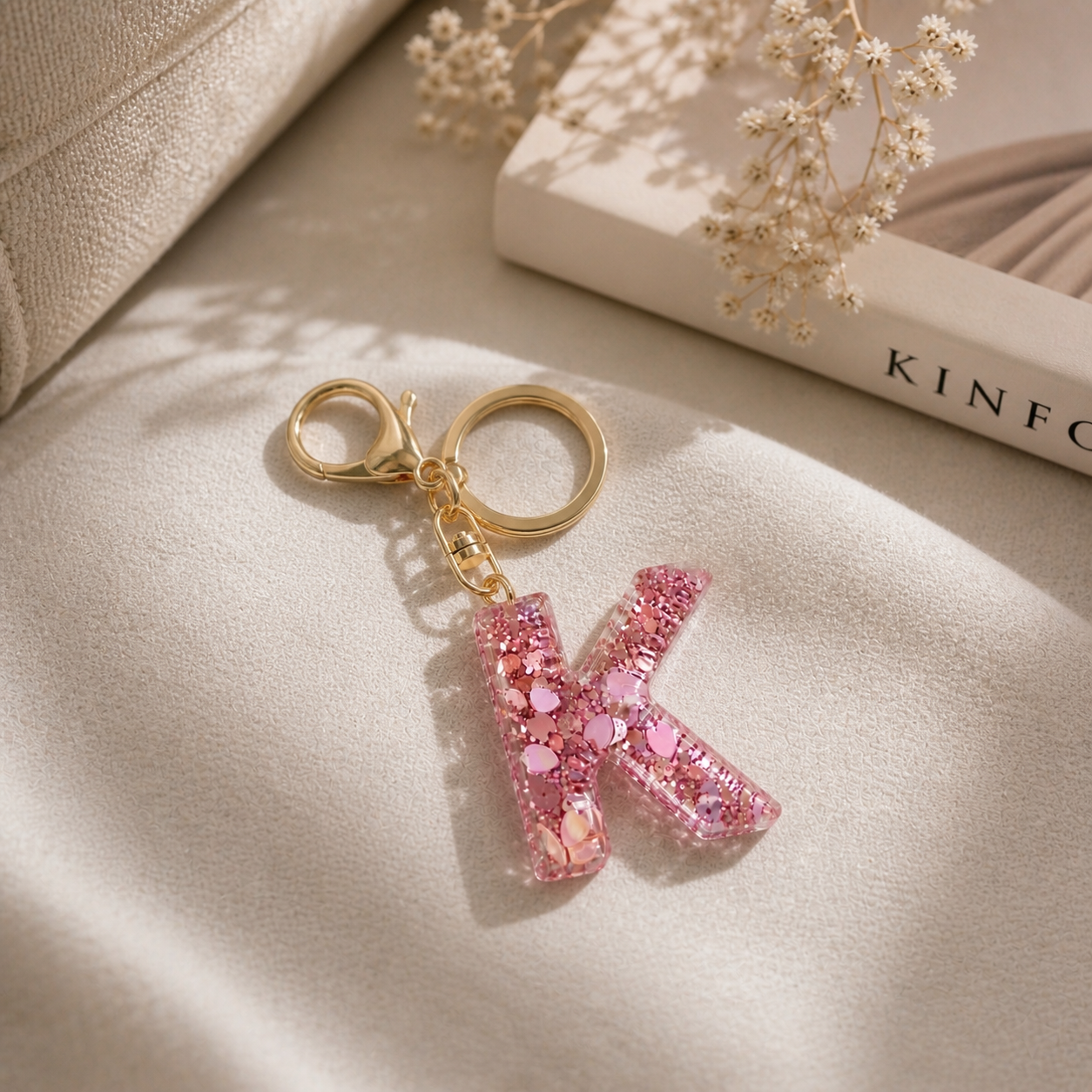 Custom Alphabet Pink Bag Charm