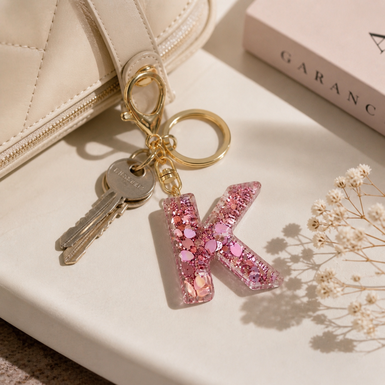 Custom Alphabet Pink Bag Charm