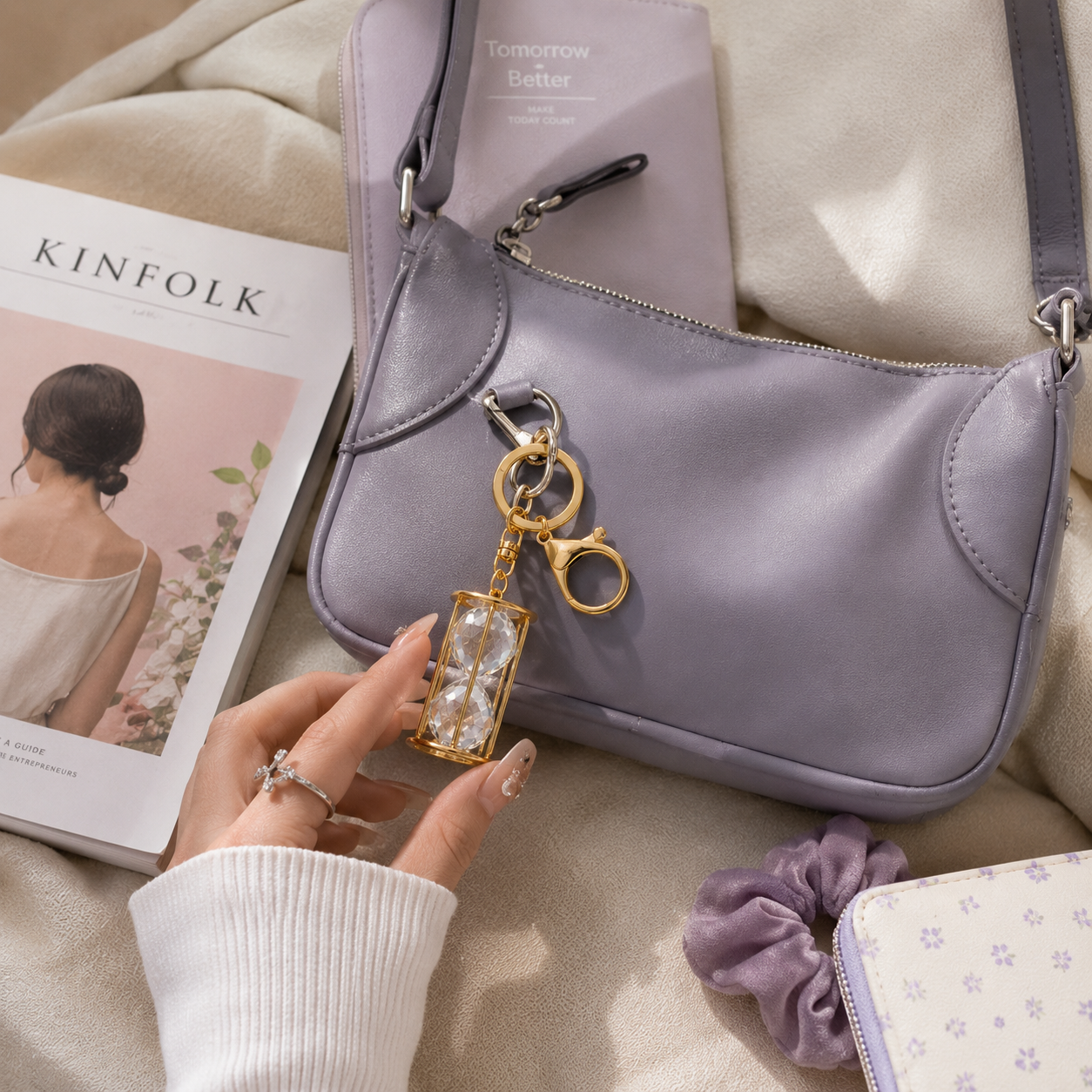 Crystal Hourglass Bag Charm