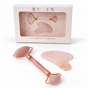 Cueen Natural Stone Jade Face Roller & Gua Sha (Set)